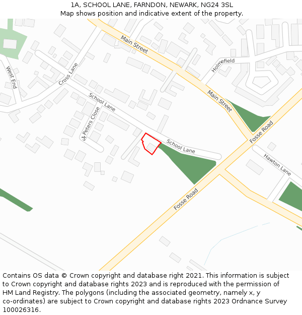 1A, SCHOOL LANE, FARNDON, NEWARK, NG24 3SL: Location map and indicative extent of plot