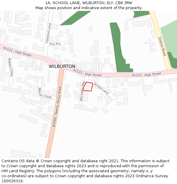 1A, SCHOOL LANE, WILBURTON, ELY, CB6 3RW: Location map and indicative extent of plot