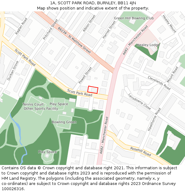 1A, SCOTT PARK ROAD, BURNLEY, BB11 4JN: Location map and indicative extent of plot