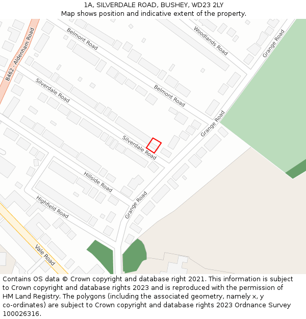 1A, SILVERDALE ROAD, BUSHEY, WD23 2LY: Location map and indicative extent of plot