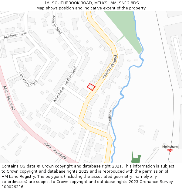 1A, SOUTHBROOK ROAD, MELKSHAM, SN12 8DS: Location map and indicative extent of plot