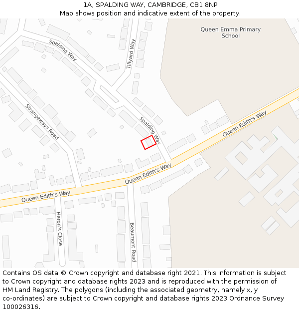 1A, SPALDING WAY, CAMBRIDGE, CB1 8NP: Location map and indicative extent of plot