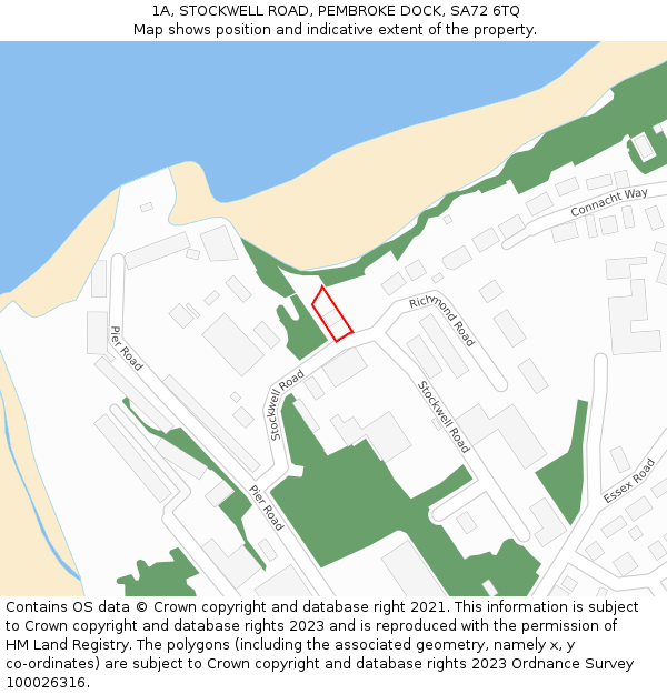 1A, STOCKWELL ROAD, PEMBROKE DOCK, SA72 6TQ: Location map and indicative extent of plot