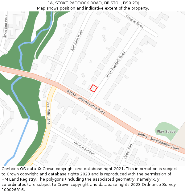 1A, STOKE PADDOCK ROAD, BRISTOL, BS9 2DJ: Location map and indicative extent of plot