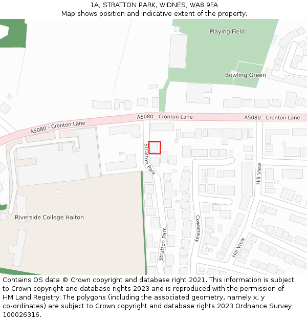 1A, STRATTON PARK, WIDNES, WA8 9FA: Location map and indicative extent of plot