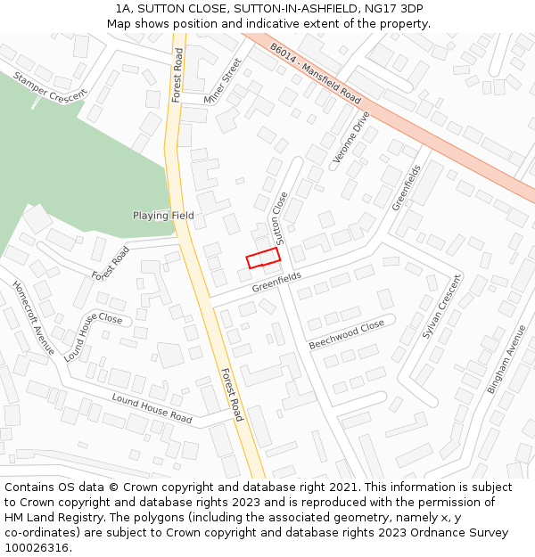 1A, SUTTON CLOSE, SUTTON-IN-ASHFIELD, NG17 3DP: Location map and indicative extent of plot