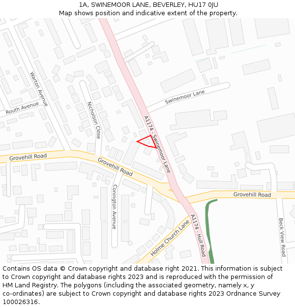 1A, SWINEMOOR LANE, BEVERLEY, HU17 0JU: Location map and indicative extent of plot