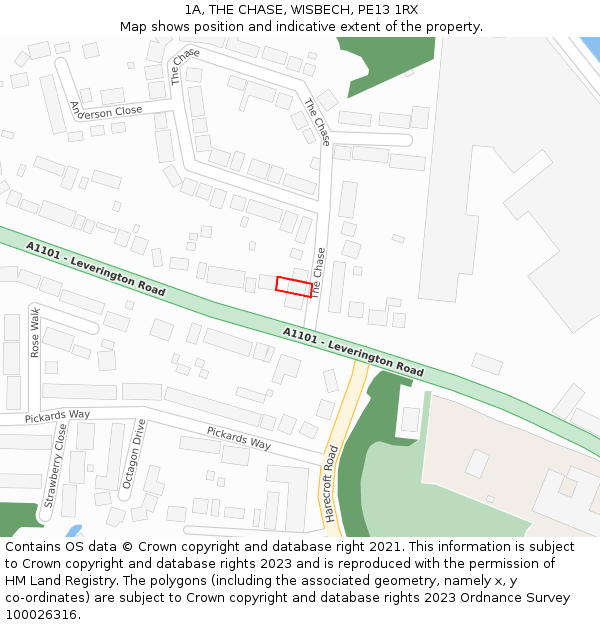 1A, THE CHASE, WISBECH, PE13 1RX: Location map and indicative extent of plot