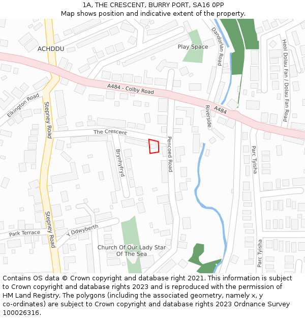 1A, THE CRESCENT, BURRY PORT, SA16 0PP: Location map and indicative extent of plot