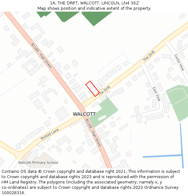1A, THE DRIFT, WALCOTT, LINCOLN, LN4 3SZ: Location map and indicative extent of plot