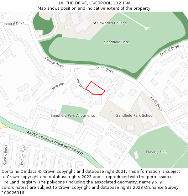 1A, THE DRIVE, LIVERPOOL, L12 1NA: Location map and indicative extent of plot