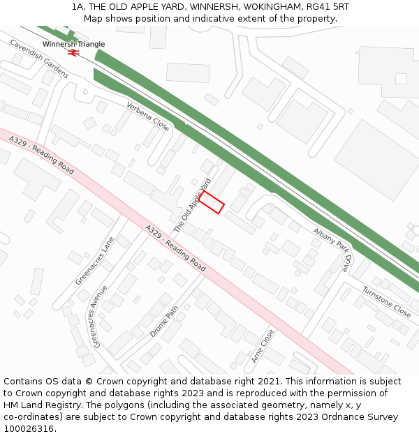 1A, THE OLD APPLE YARD, WINNERSH, WOKINGHAM, RG41 5RT: Location map and indicative extent of plot