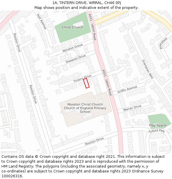 1A, TINTERN DRIVE, WIRRAL, CH46 0PJ: Location map and indicative extent of plot