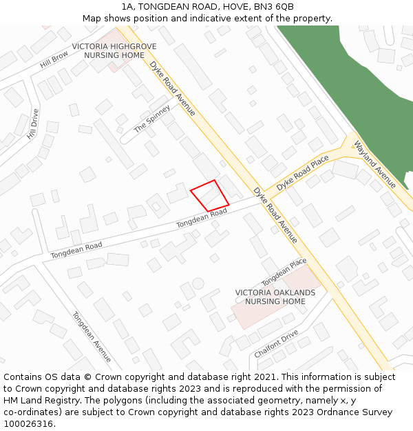 1A, TONGDEAN ROAD, HOVE, BN3 6QB: Location map and indicative extent of plot