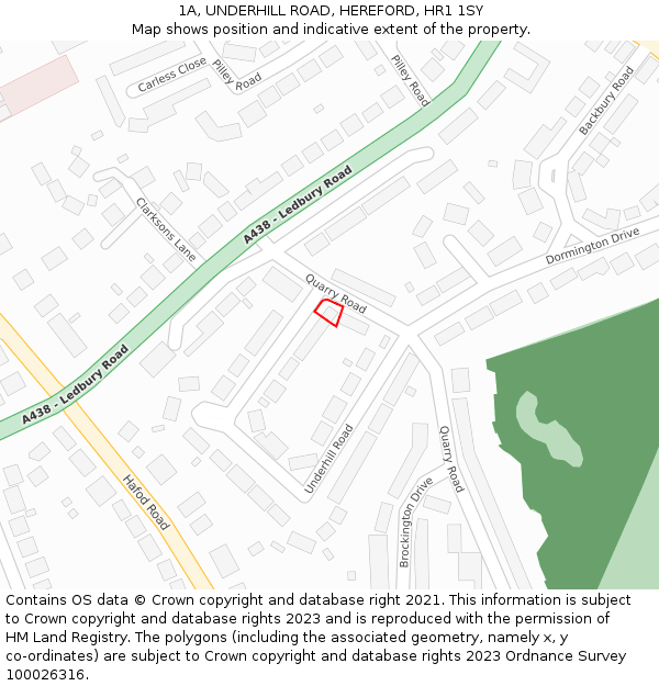 1A, UNDERHILL ROAD, HEREFORD, HR1 1SY: Location map and indicative extent of plot