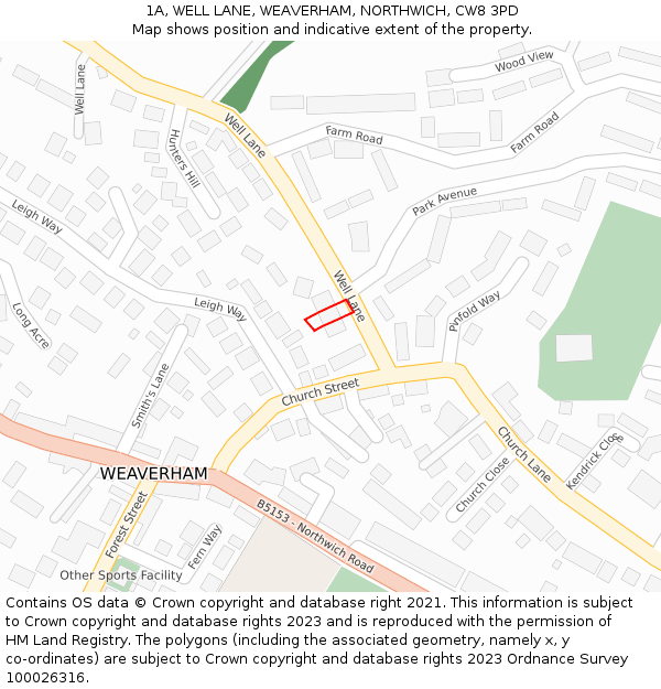 1A, WELL LANE, WEAVERHAM, NORTHWICH, CW8 3PD: Location map and indicative extent of plot