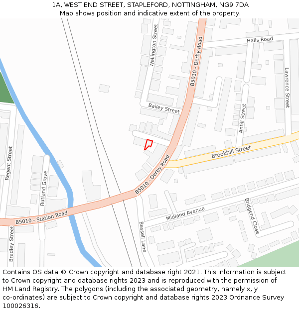1A, WEST END STREET, STAPLEFORD, NOTTINGHAM, NG9 7DA: Location map and indicative extent of plot
