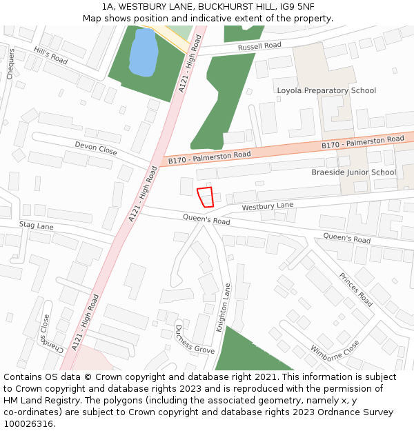 1A, WESTBURY LANE, BUCKHURST HILL, IG9 5NF: Location map and indicative extent of plot