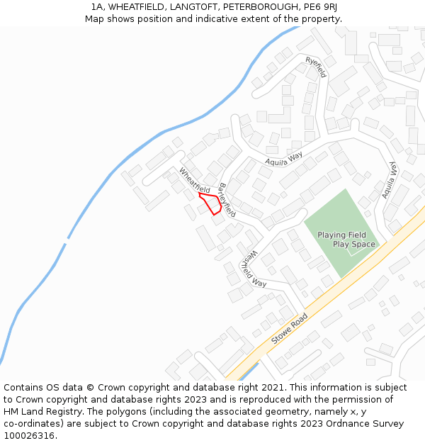 1A, WHEATFIELD, LANGTOFT, PETERBOROUGH, PE6 9RJ: Location map and indicative extent of plot