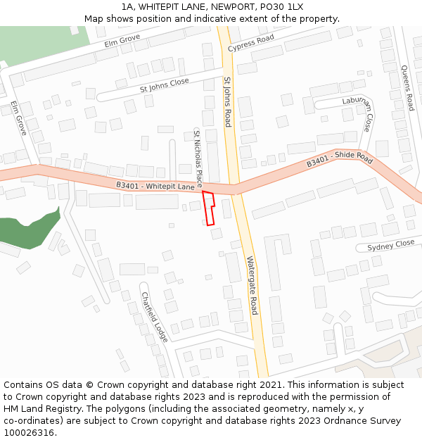 1A, WHITEPIT LANE, NEWPORT, PO30 1LX: Location map and indicative extent of plot