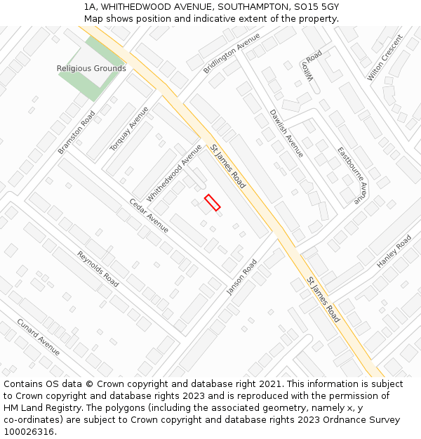 1A, WHITHEDWOOD AVENUE, SOUTHAMPTON, SO15 5GY: Location map and indicative extent of plot