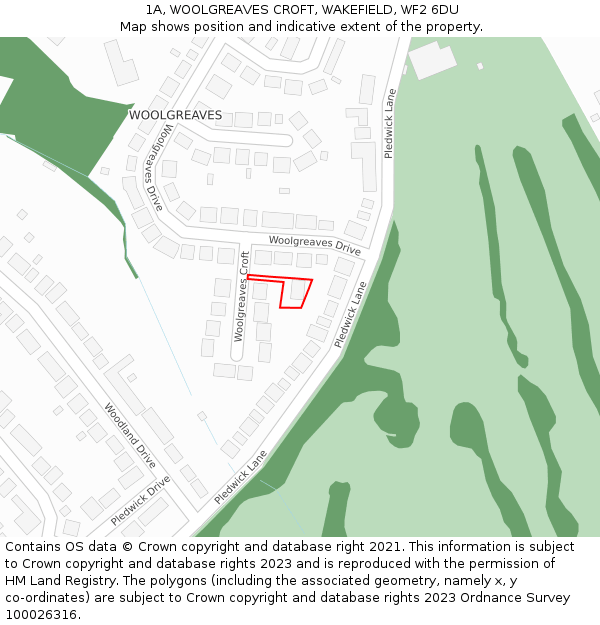 1A, WOOLGREAVES CROFT, WAKEFIELD, WF2 6DU: Location map and indicative extent of plot