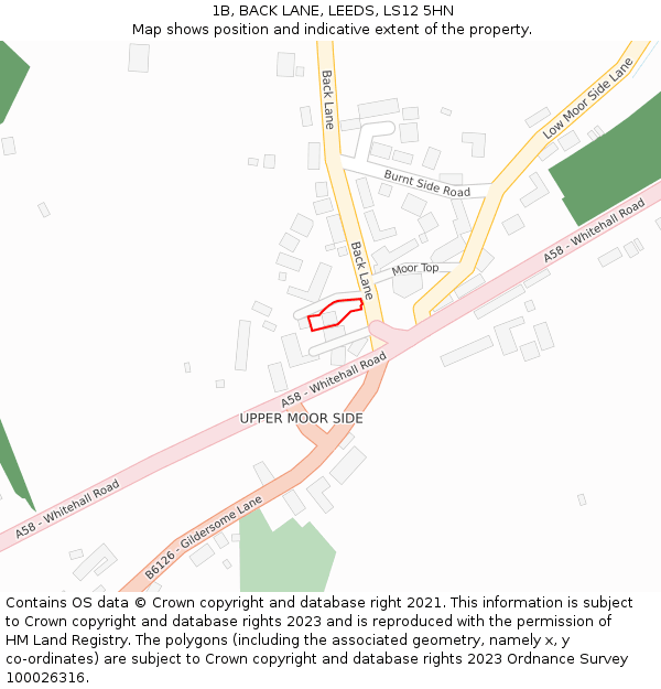 1B, BACK LANE, LEEDS, LS12 5HN: Location map and indicative extent of plot