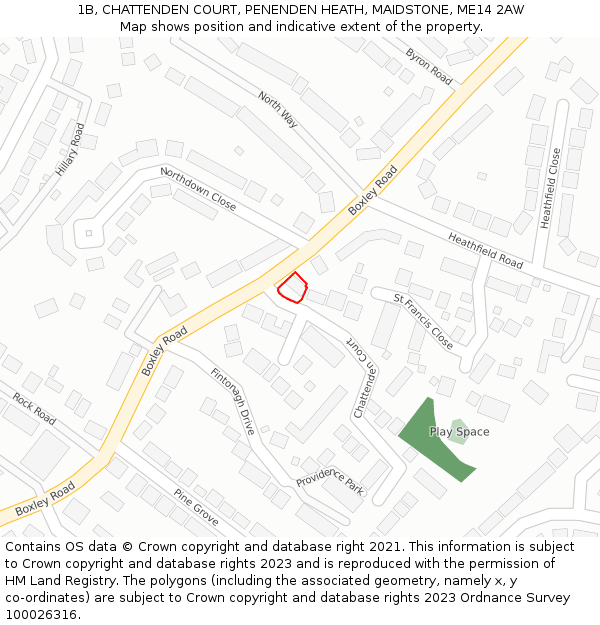 1B, CHATTENDEN COURT, PENENDEN HEATH, MAIDSTONE, ME14 2AW: Location map and indicative extent of plot