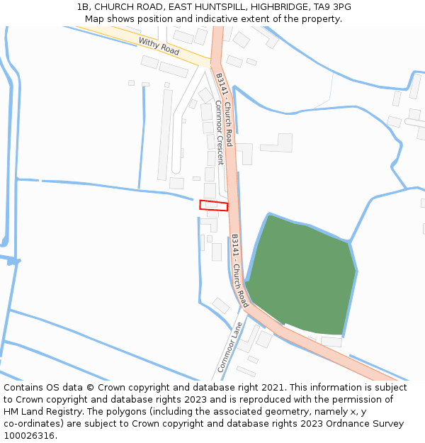 1B, CHURCH ROAD, EAST HUNTSPILL, HIGHBRIDGE, TA9 3PG: Location map and indicative extent of plot