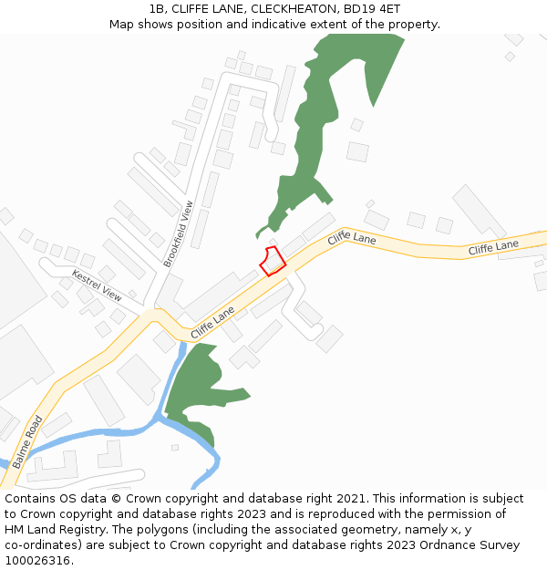 1B, CLIFFE LANE, CLECKHEATON, BD19 4ET: Location map and indicative extent of plot