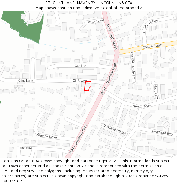 1B, CLINT LANE, NAVENBY, LINCOLN, LN5 0EX: Location map and indicative extent of plot