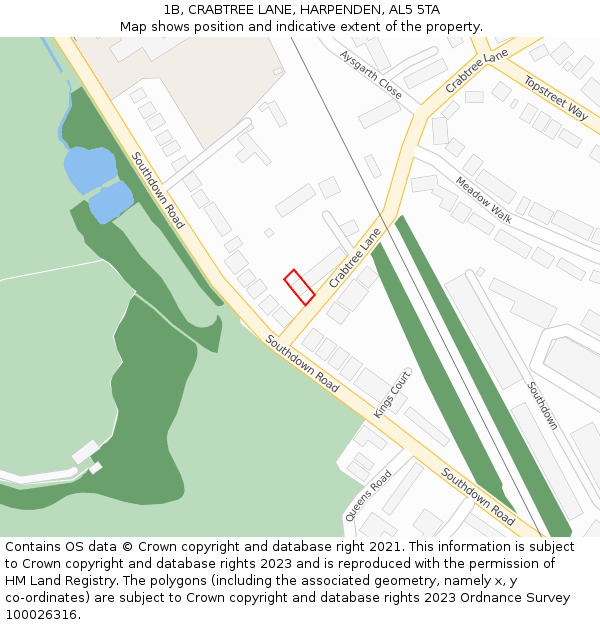 1B, CRABTREE LANE, HARPENDEN, AL5 5TA: Location map and indicative extent of plot