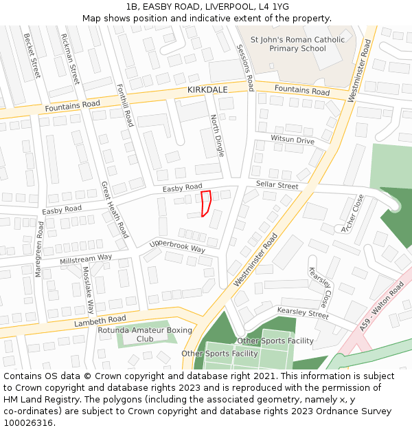 1B, EASBY ROAD, LIVERPOOL, L4 1YG: Location map and indicative extent of plot