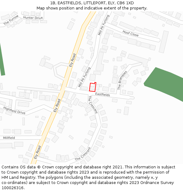 1B, EASTFIELDS, LITTLEPORT, ELY, CB6 1XD: Location map and indicative extent of plot