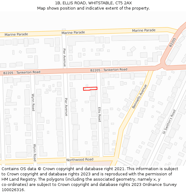1B, ELLIS ROAD, WHITSTABLE, CT5 2AX: Location map and indicative extent of plot