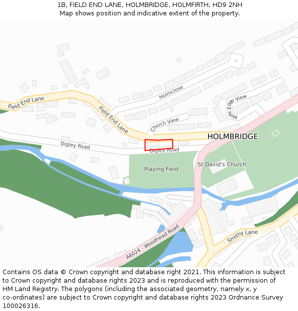 1B, FIELD END LANE, HOLMBRIDGE, HOLMFIRTH, HD9 2NH: Location map and indicative extent of plot