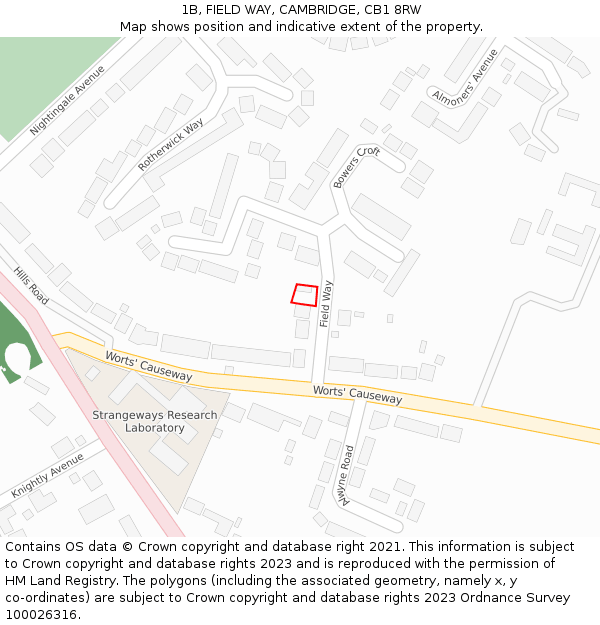 1B, FIELD WAY, CAMBRIDGE, CB1 8RW: Location map and indicative extent of plot