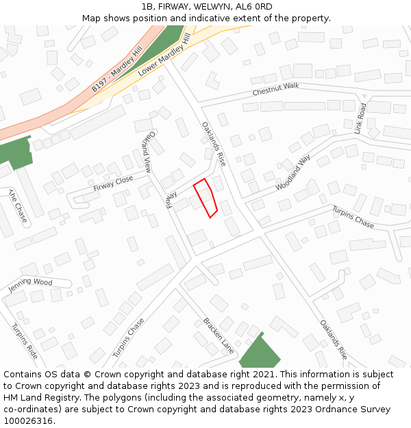1B, FIRWAY, WELWYN, AL6 0RD: Location map and indicative extent of plot