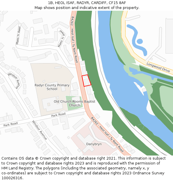 1B, HEOL ISAF, RADYR, CARDIFF, CF15 8AF: Location map and indicative extent of plot