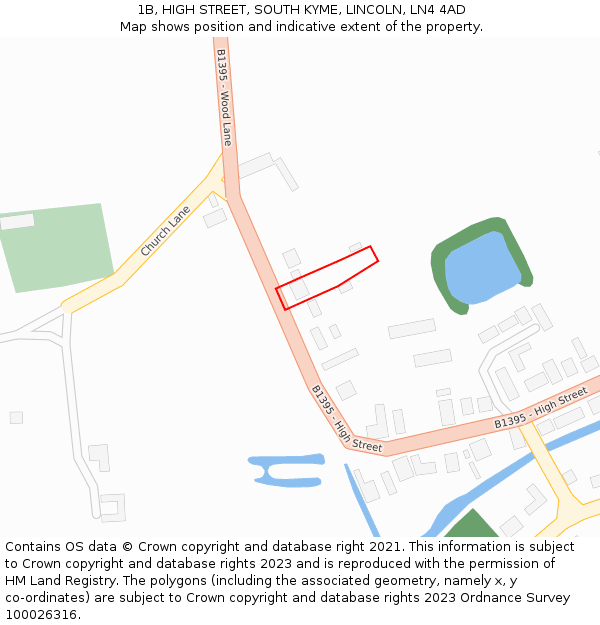 1B, HIGH STREET, SOUTH KYME, LINCOLN, LN4 4AD: Location map and indicative extent of plot