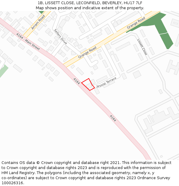 1B, LISSETT CLOSE, LECONFIELD, BEVERLEY, HU17 7LF: Location map and indicative extent of plot