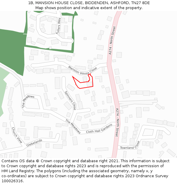 1B, MANSION HOUSE CLOSE, BIDDENDEN, ASHFORD, TN27 8DE: Location map and indicative extent of plot
