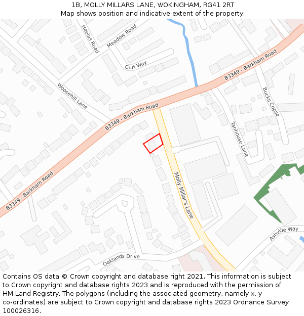 1B, MOLLY MILLARS LANE, WOKINGHAM, RG41 2RT: Location map and indicative extent of plot