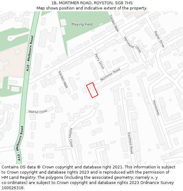 1B, MORTIMER ROAD, ROYSTON, SG8 7HS: Location map and indicative extent of plot