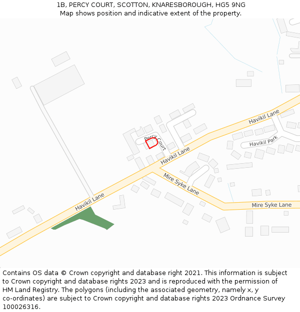 1B, PERCY COURT, SCOTTON, KNARESBOROUGH, HG5 9NG: Location map and indicative extent of plot