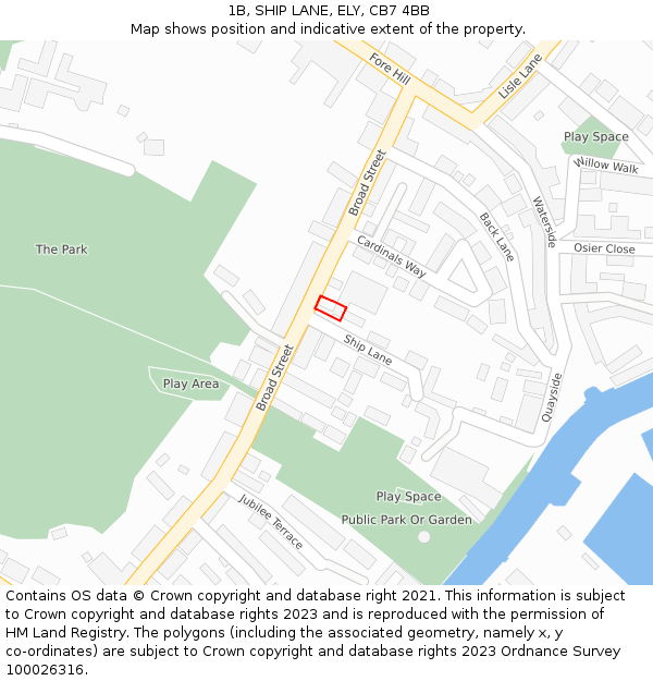 1B, SHIP LANE, ELY, CB7 4BB: Location map and indicative extent of plot