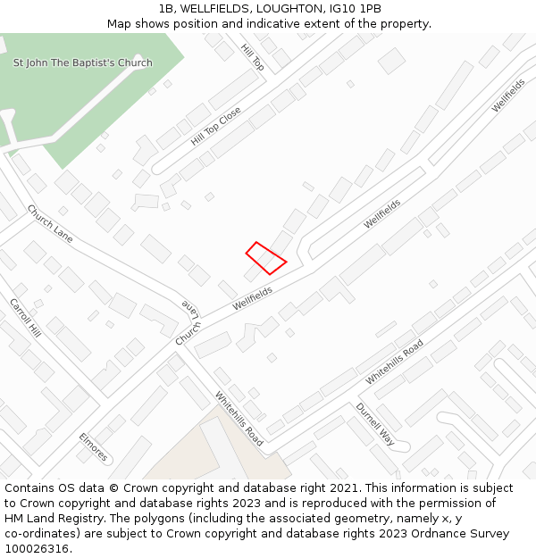 1B, WELLFIELDS, LOUGHTON, IG10 1PB: Location map and indicative extent of plot