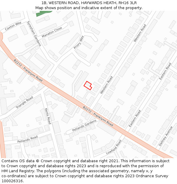 1B, WESTERN ROAD, HAYWARDS HEATH, RH16 3LR: Location map and indicative extent of plot