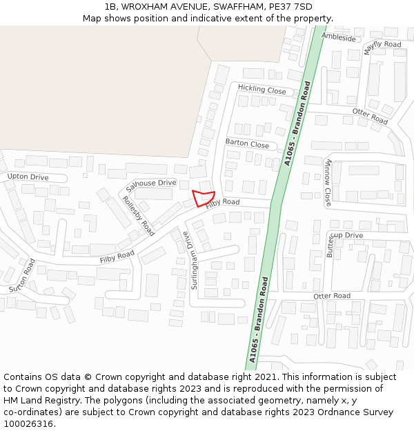 1B, WROXHAM AVENUE, SWAFFHAM, PE37 7SD: Location map and indicative extent of plot