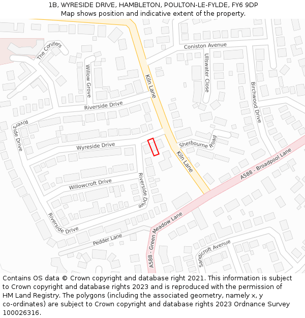 1B, WYRESIDE DRIVE, HAMBLETON, POULTON-LE-FYLDE, FY6 9DP: Location map and indicative extent of plot